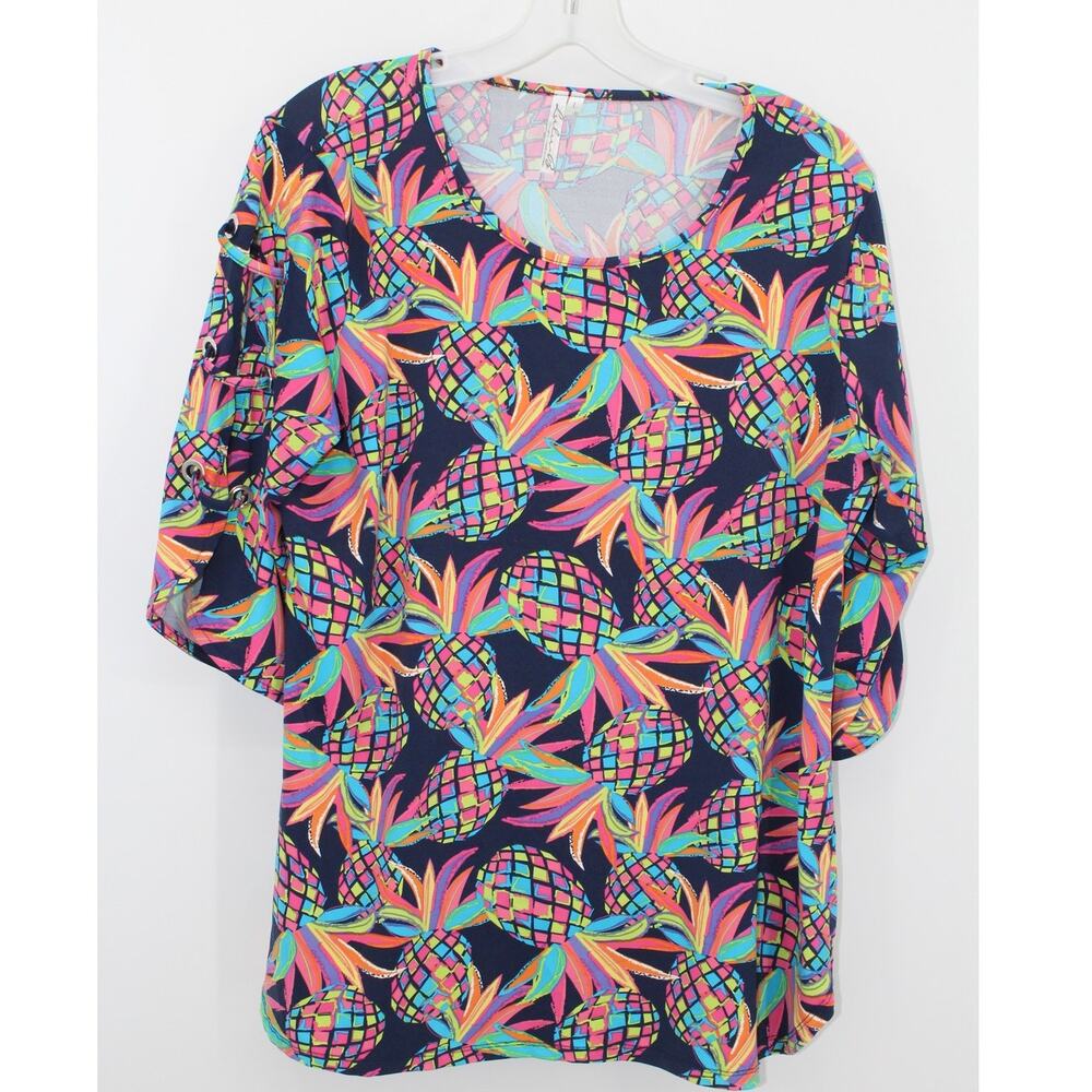 Lulu B Pineapple Top Blouse Size Large